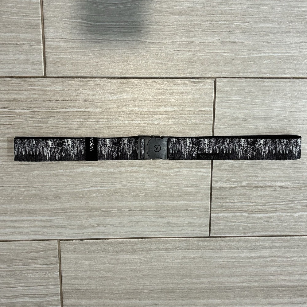 Arcade Adventure Belt Mens Black White Forest Tree Graphic Elastic Buckle EDC